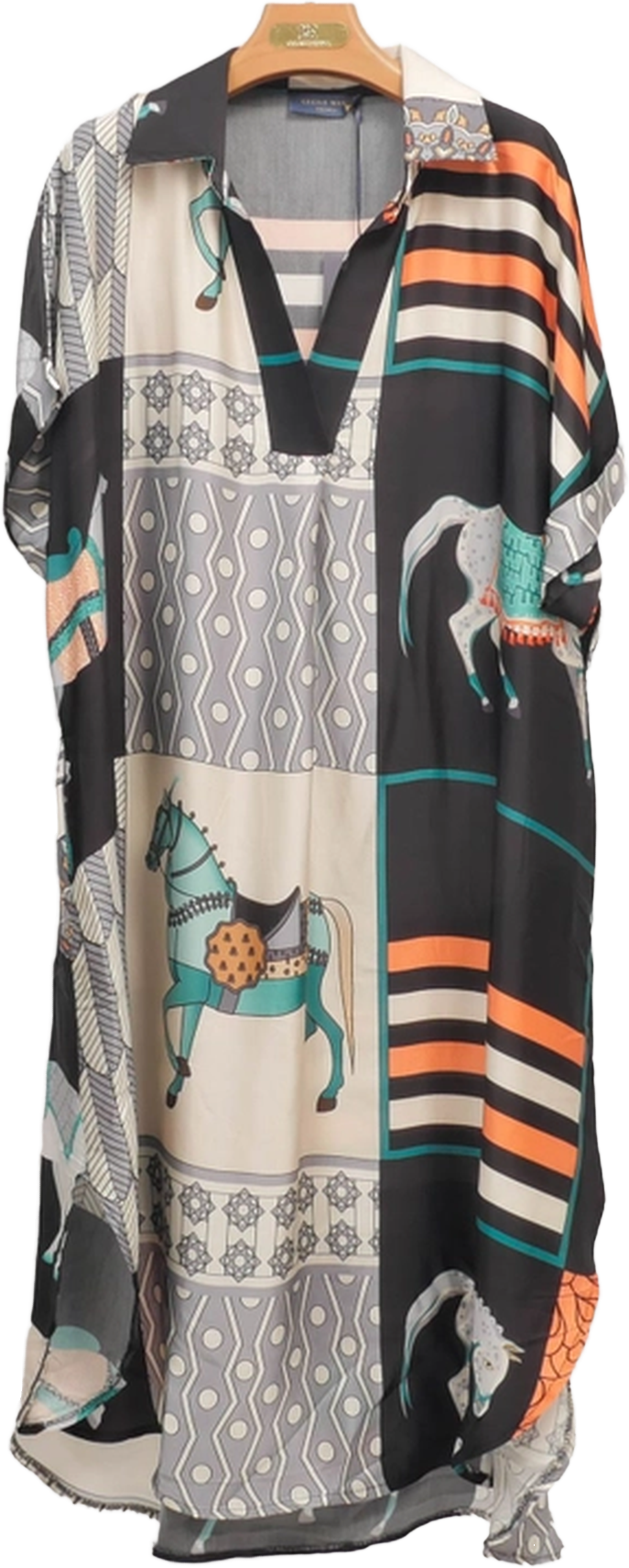 Horse print dress in silk viscose