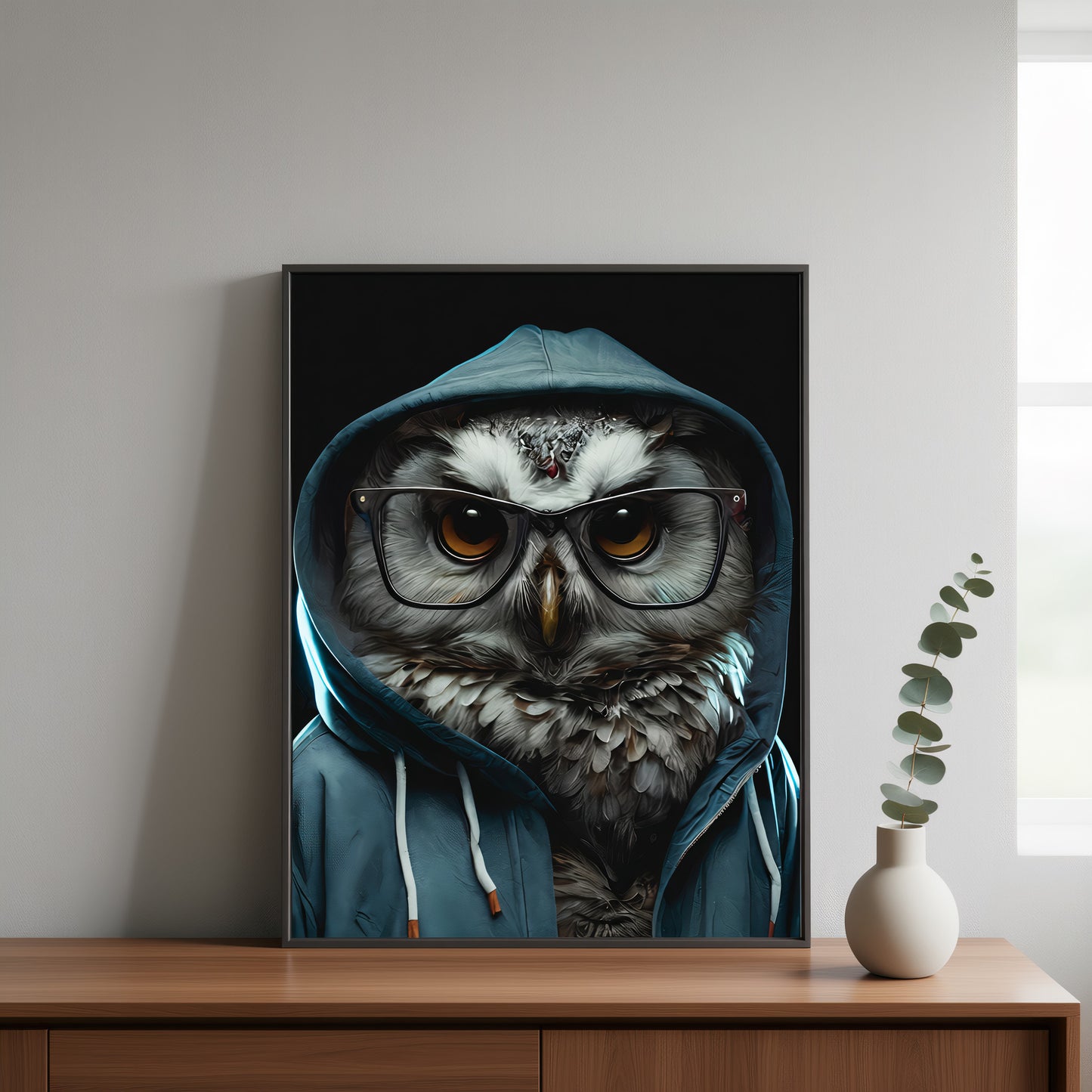 Cool Owl Framed Wall Art – 3D Bling Print