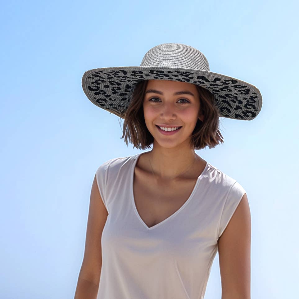 Foldable Animal Print Hat (57cm)- Grey