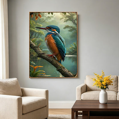 Kingfisher – Forest Jewel Framed Canvas | 60 × 90 cm