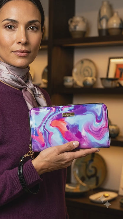 Aurora Zip Around Patent Leather Wallet with RFID Protection – Spring Pastels