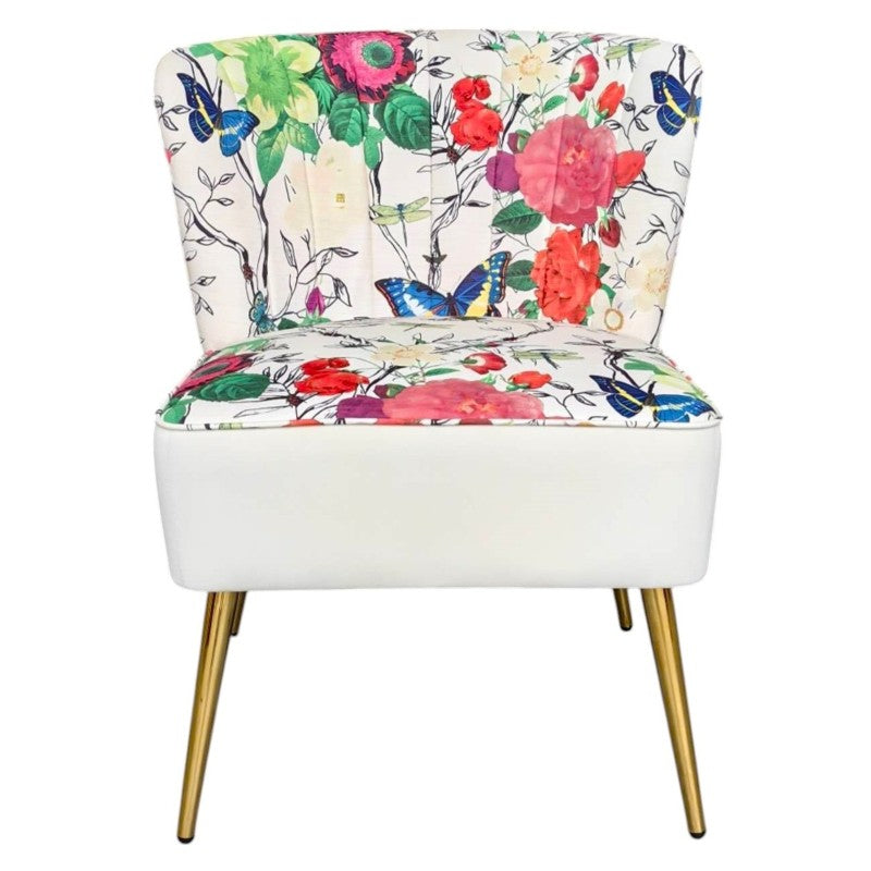 Red Flowers & Butterflies Accent Chair
